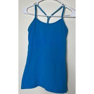 Womens Lululemon Athletica Racerback Power Y Tank Top Blue Built in Bra